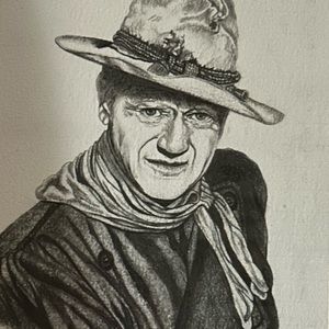 John Wayne portrait completely hand drawn